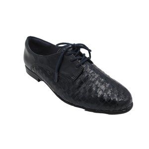 TROTTERS Women's Navy Blue Leather Lizzie Woven Oxfords Lace Up Shoes 7
